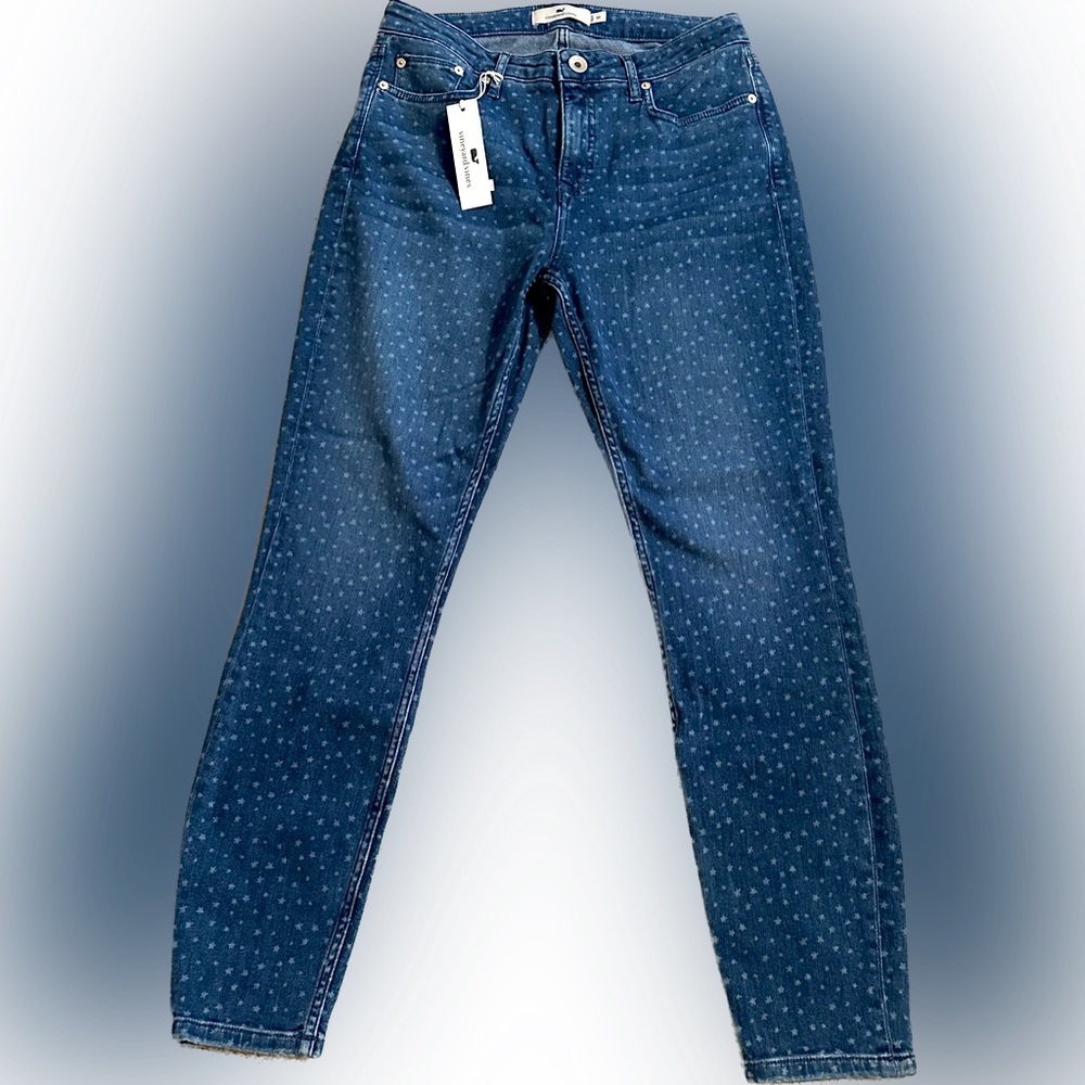 New Vineyard Vines Jamie Jeans sz 30 tiny star pattern across the denim. Cute!